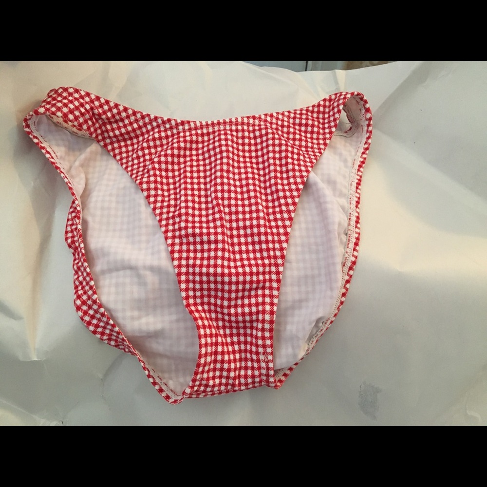 Tommy Hilfiger Junior Swim Bikini Bottoms. Red & White Checker Pattern, High Cut